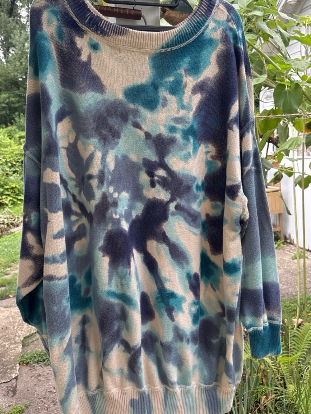 NATURAL LIFE Teal, Navy & Cream Tie-Dye Crewneck Sweater